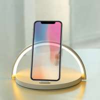 2020 Hot Sell Universal 10W Fast Wood Multi Table Qi Led Light Lamp Mobile Holder Wireless Phone Chargers